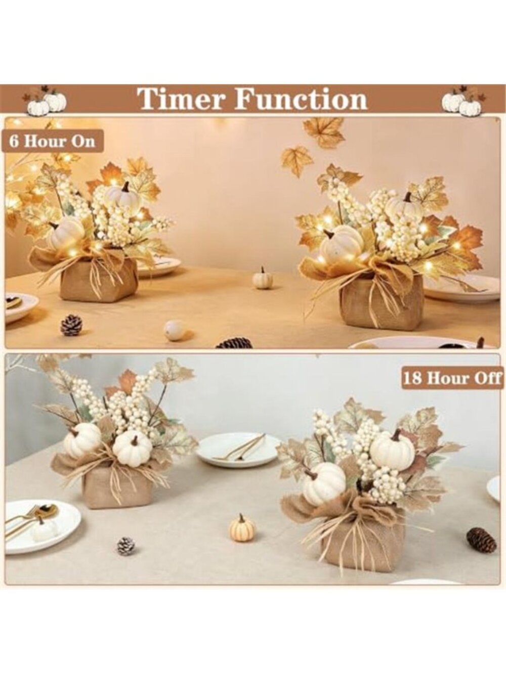 Timer - 2 Pack Fall Tabletop Maple Tree with 20LEDs - Picture 3 of 6